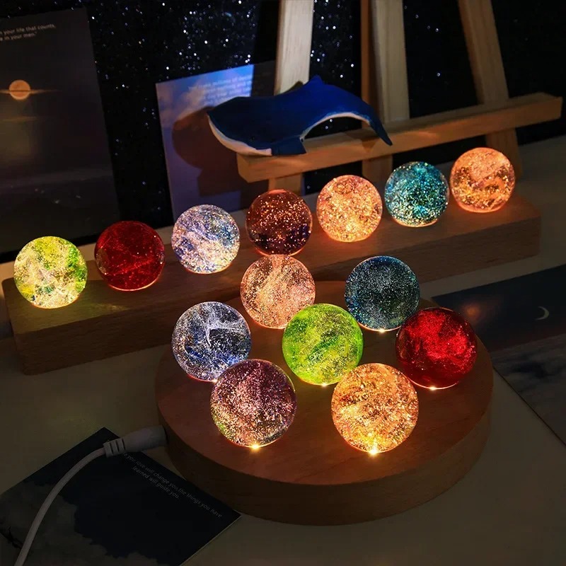 Solar System Orrery - 4/6/8 cm Fantezi Renkli Cam Yıldız